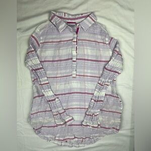 Columbia Sportswear Striped Gauzy Cotton Popover Tunic Top Women’s Large